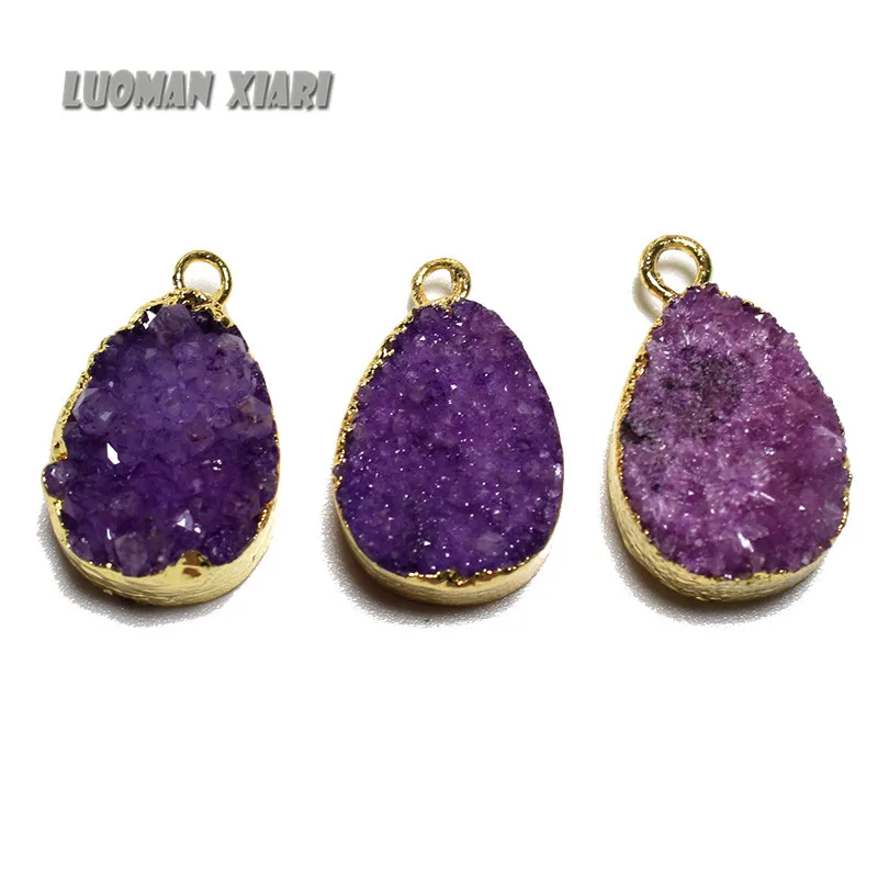 Оптовая продажа естественная Друза Кристальный камень кулон крашеный цвет