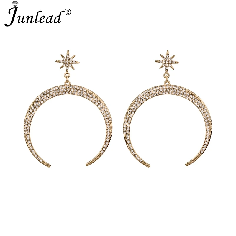 Женские винтажные серьги подвески Junlead золотистые и металлические Крупные
