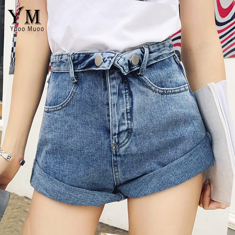 Шорты YuooMuoo женские джинсовые Асимметричные с эффектом пуш ап и высокой талией