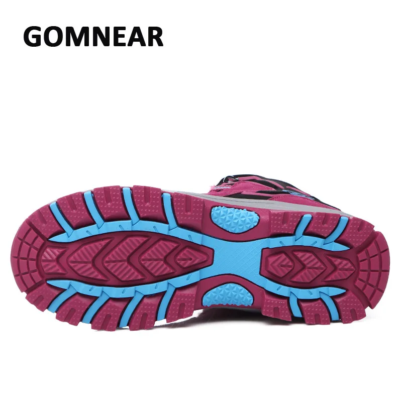 GOMNEAR Women Winter Hiking Sneakers Fur Lined Sports Shoes Purple Outdoor Camping Mountain Climbing | Спорт и развлечения