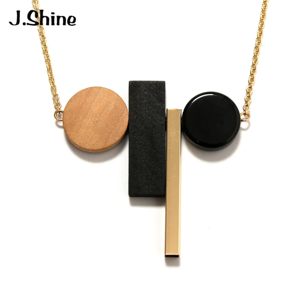 JShine Этнические украшения круглое деревянное массивное ожерелье из смолы