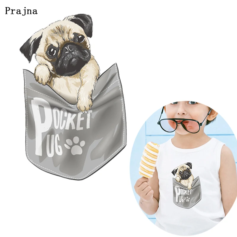 

Prajna Pocket Dog Vinyl Heat Transfer DIY Cartoon Animal Transfer For Clothing Rabbit Cat Thermal Stickers Apparel Decor Badge F