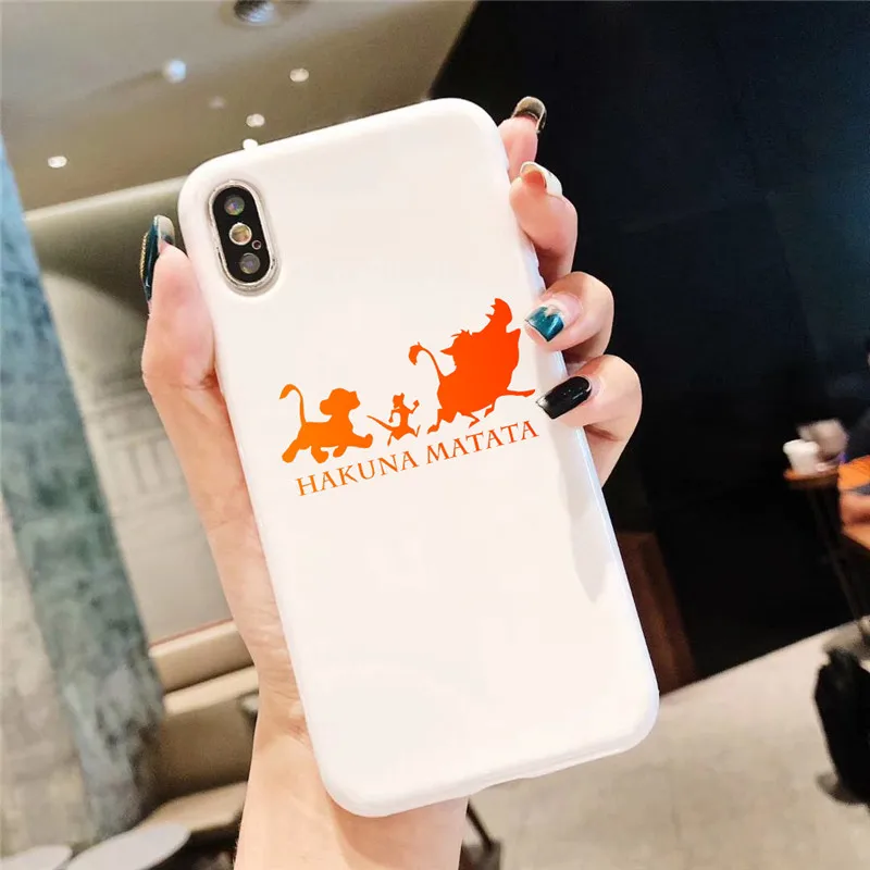 Мягкий силиконовый матовый чехол из ТПУ для iPhone 6 XR XS MAX 8 8Plus X 7 7Plus 11 Pro, чехол с изображением короля льва пумбы Hakuna Matata - Цвет: BHSR-19230