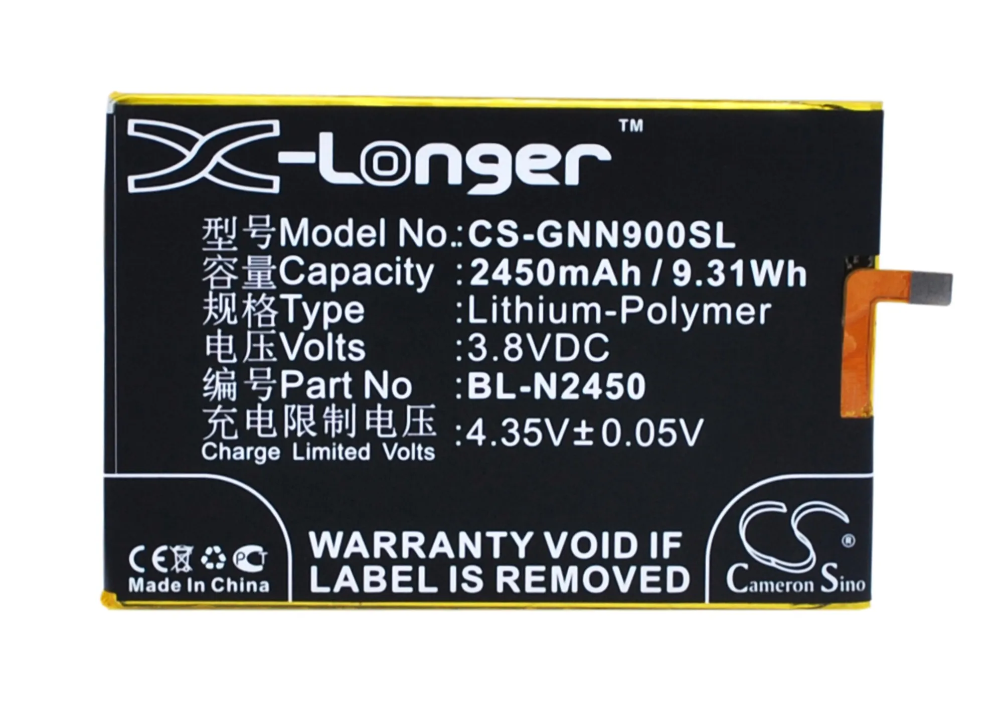 BL N2450 батареи Cameron Sino 2450mAh для GIONEE ELIFE S5.5L GN9000L|cameron sino|battery forcameron sino battery |