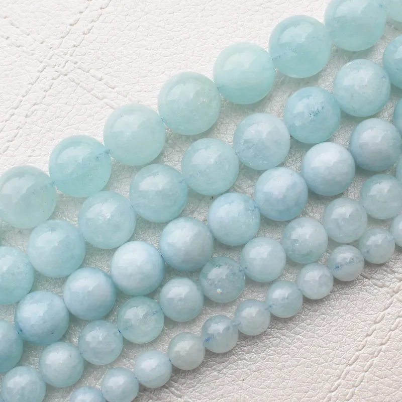 Wholesale Natural Aquamarines 8-16mmRound Beads 15