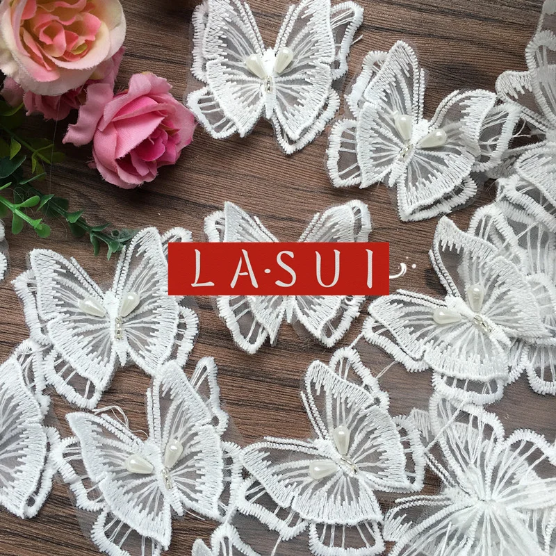 LASUI 3y = 1 лот Двухслойное кружевное свадебное платье с 3D бабочками ручной работы