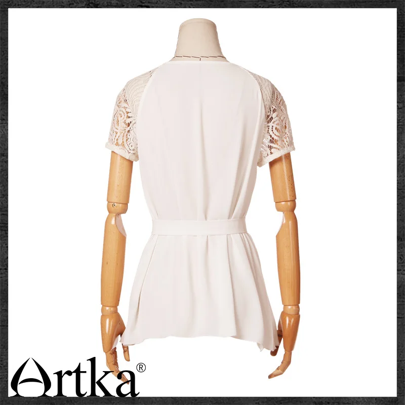 Artka ретро женская летняя одежда круглым воротником с коротким рукавом