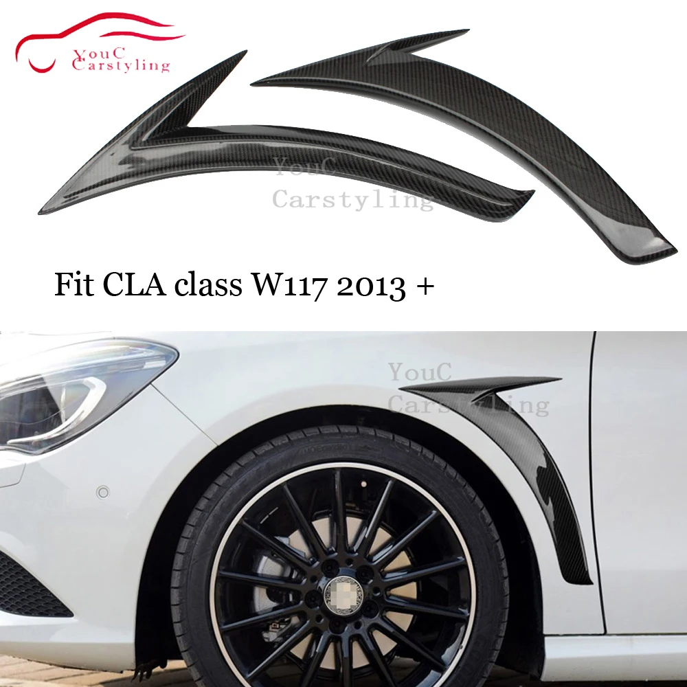 W117 углеродное волокно автомобильный Стайлинг бампер сплиттер для Mercedes CLA C117 2014-2019