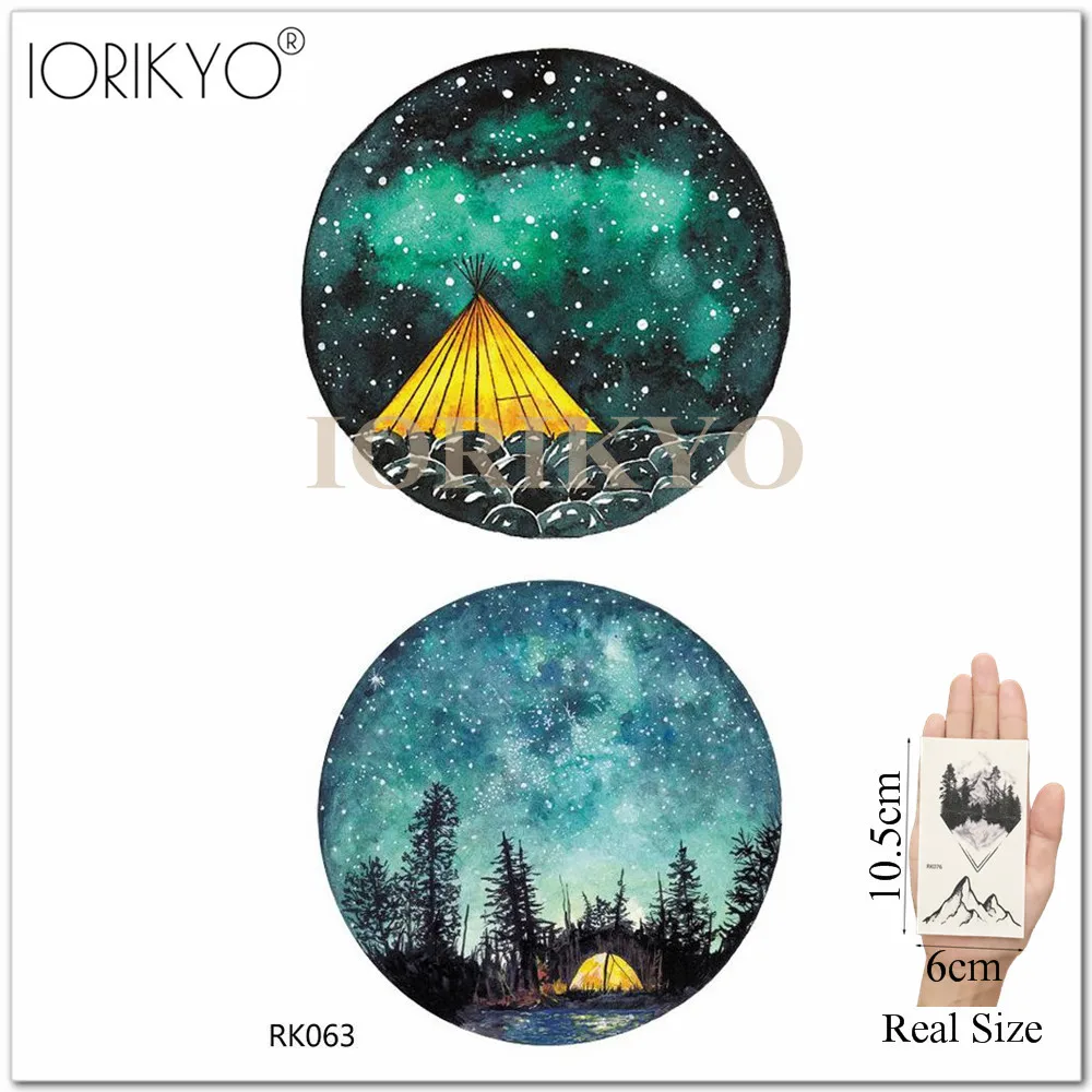 Iorikio, галактика, планеты, рука, временные женские тату, наклейки, звездное небо, мужские, морская волна, тату для девушек, луна, поддельные татуировки, горный - Цвет: IRK063