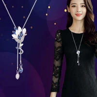 2021 new flower tassel long necklace temperament women pendant dress accessories sweater necklace korean jewelry