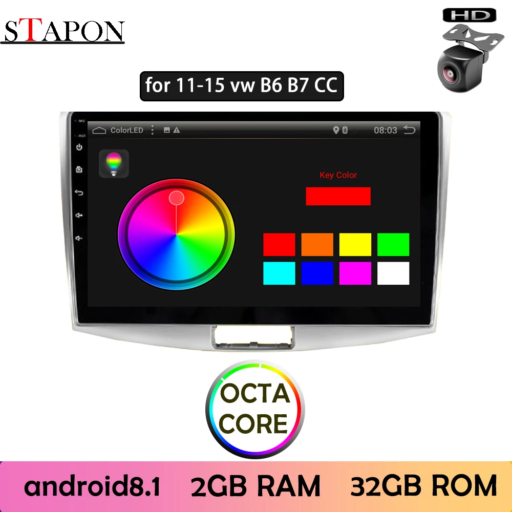 STAPON 10 дюймов для Volkswagen B6 B7 CC 2011 15 Android 8 1 2GBRAM Восьмиядерный автомобильный DVD MP5