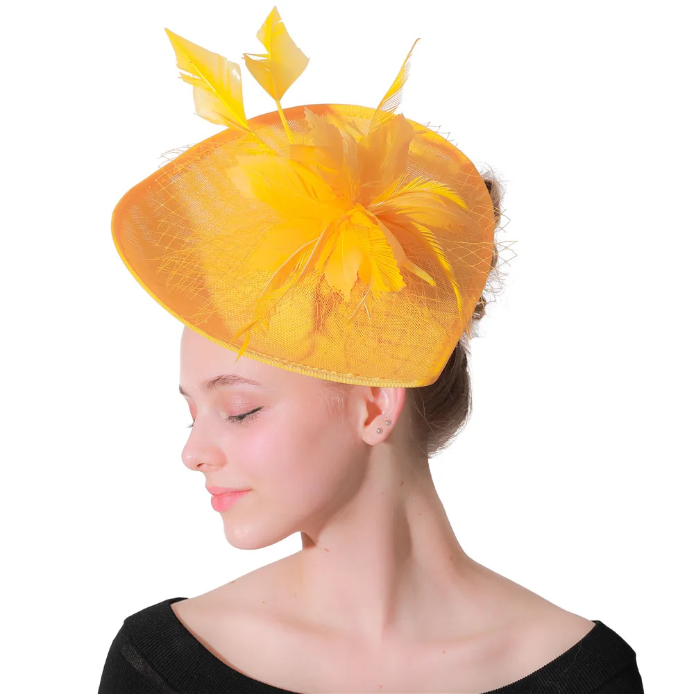 Elegant Lady Women Feather Fascinator Derby Chapeau Hair Clip Headwear Wedding Party Accessory Sombrero Female Fedora |