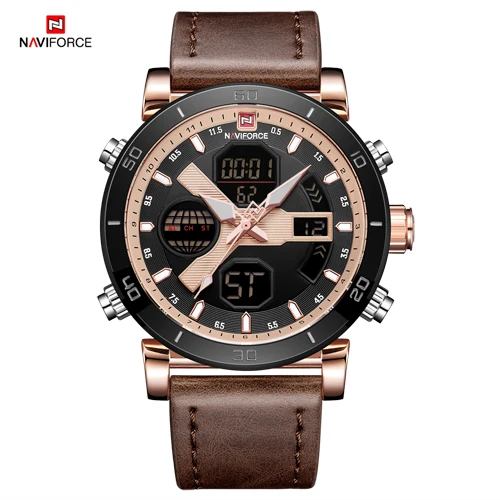 RG RG BN Бренд NAVIFORCE мужские часы Аналоговые кварцевые наручные часы водонепроницаемые мужские часы Отображение даты Relojes Para Hombre часы с двумя дисплеями - Цвет: RG RG BN