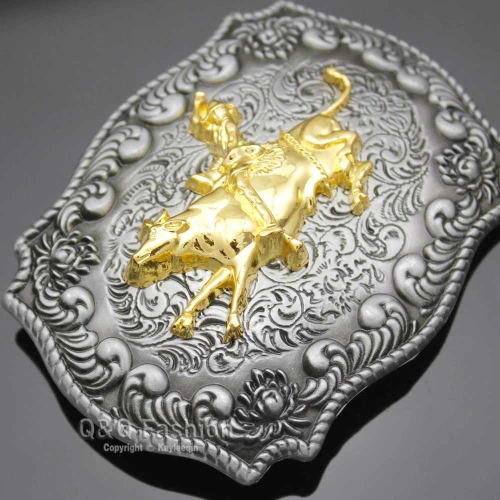 Пряжка для ремня с гравировкой Посеребренная в Западном ковбойском