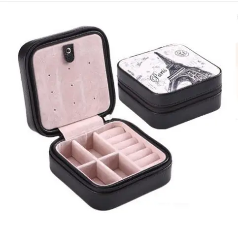 Скидка Дорожная портативная кожаная шкатулка для ювелирных изделий, миниатюрный органайзер для косметики, шкатулка для серег, трехуровневая коро...