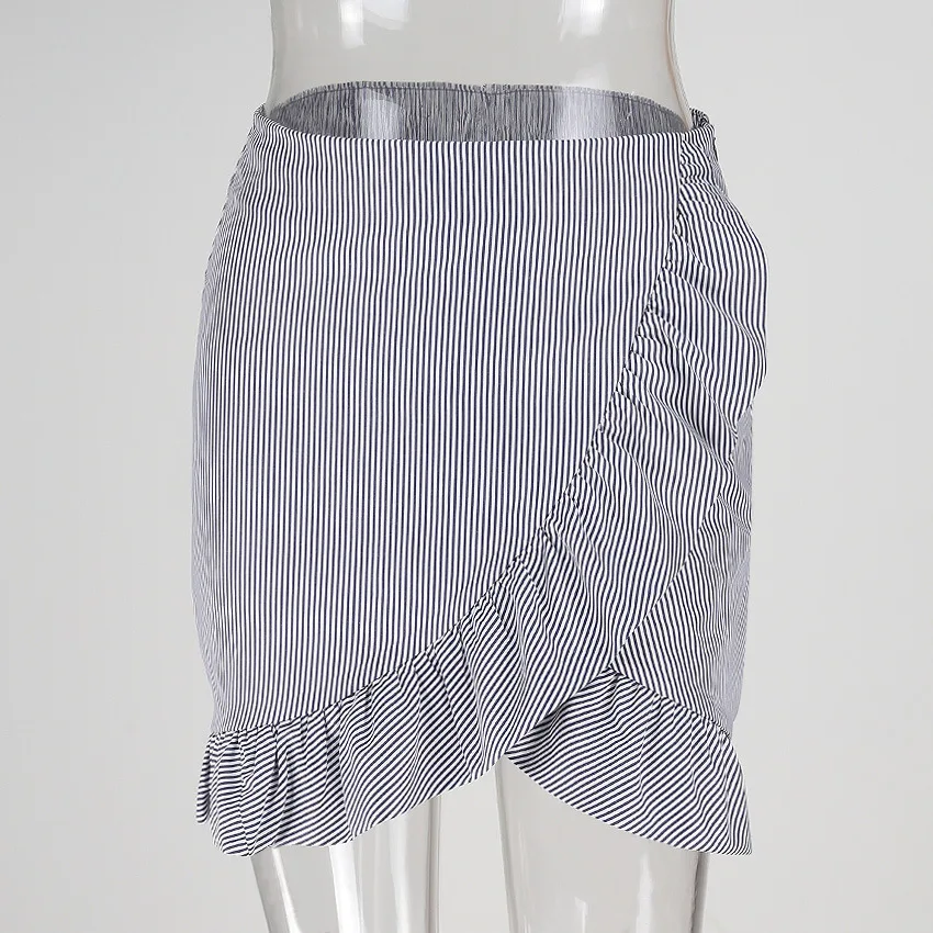 Мини юбка карандаш в черно белую полоску с высокой талией Женская русалочкой 2017