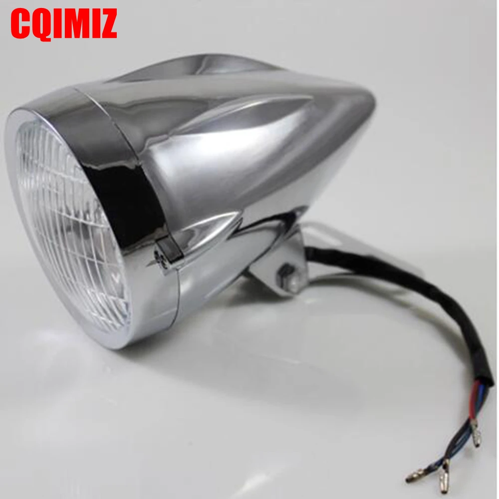 

Хром мотоцикл H4 12V пуля Ретро фара для Honda Suzuki Yamaha Kawasaki на заказ