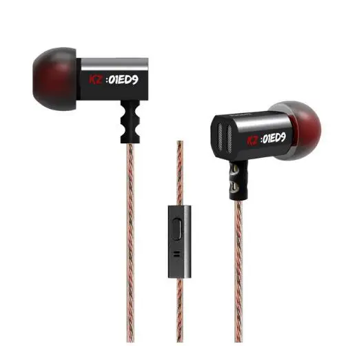 black with mic Оригинальные наушники KZ ED9 Super Bass In Ear, музыкальные наушники с диджейскими наушниками, Hi-Fi стерео наушники, шумоизолирующие спортивные наушники с микрофоном - Цвет: black with mic