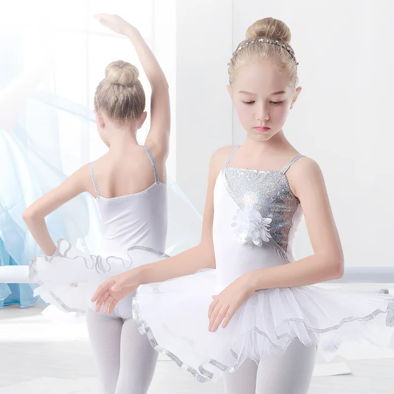 

White Professional Swan Lake Ballet Costume Kids Sequin Ballet Dress Girl Stage Performance Dance Wear Ballerina Dancewear