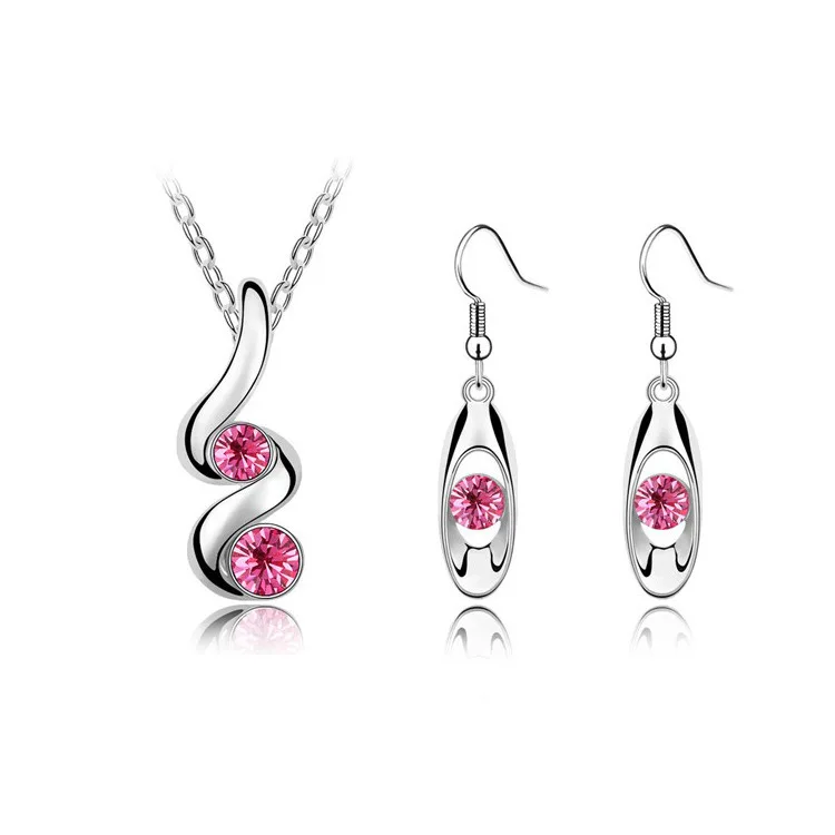 

Fashion Jewelry woman single crystal pendant necklace jewelry + earrings jewelry set