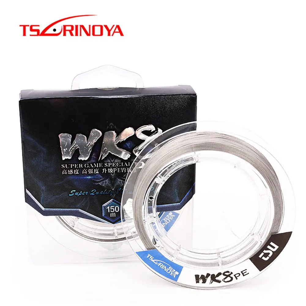 Плетеная рыболовная леска TSURINOYA WK8 150 м 0 8-2 5 #8 нитей 16-45 анг. Фунт. плавающая прочная