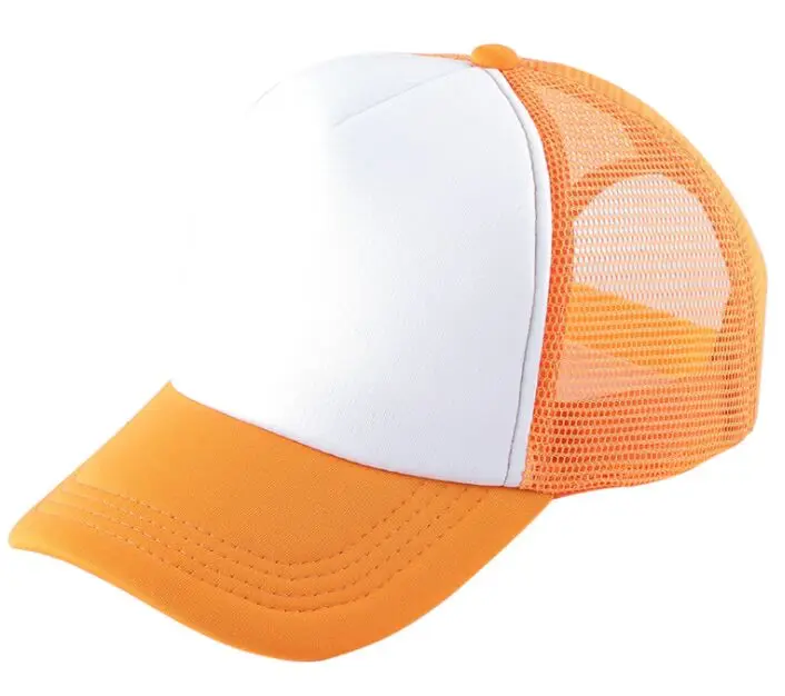 Orange and white 50 шт./лот,, сделай сам, логотип водителя грузовика, сетчатые кепки, Разноцветные бейсболки из полиэстера, бейсболки, бейсболки Gorros - Цвет: Orange and white