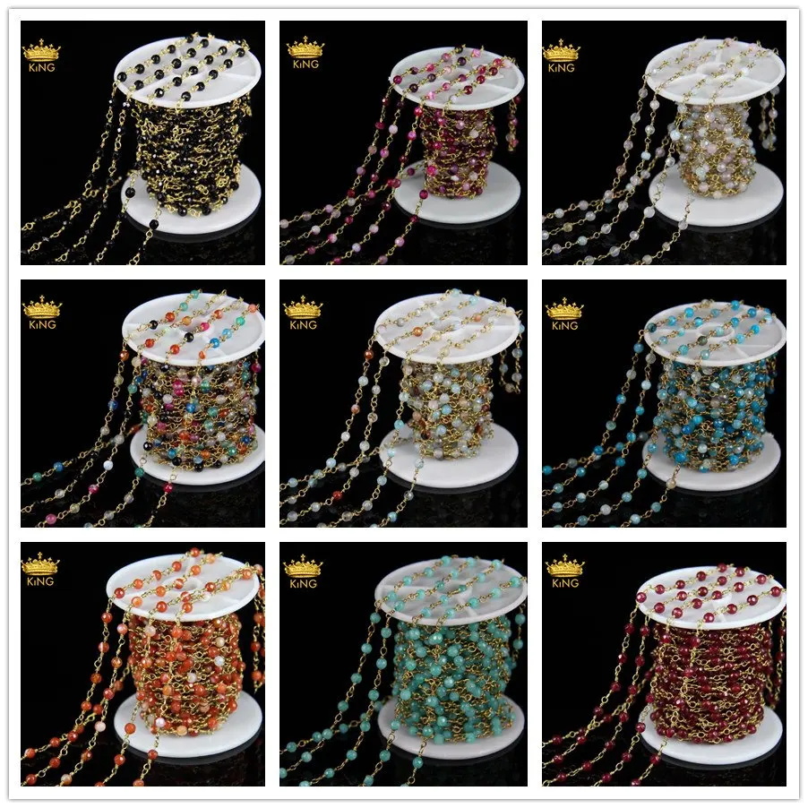 AG ели граненый круглый Бусины 4 мм Цепи Jewelry бронза латунь цепь, AG ели Четки из бисера Цепи LT31