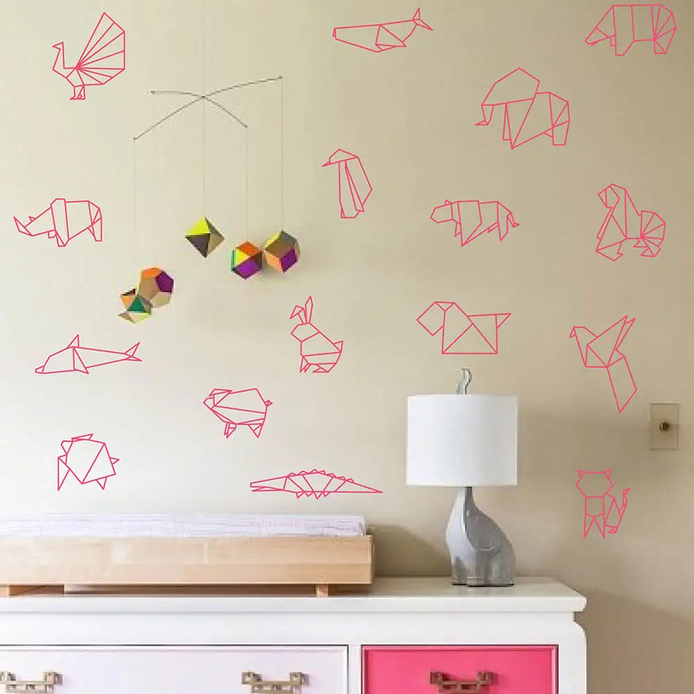 

Origami Animals Wall Decal Origami Animals Wall Sticker For Nursery Room Origami Removable Wall Decor 746M-1