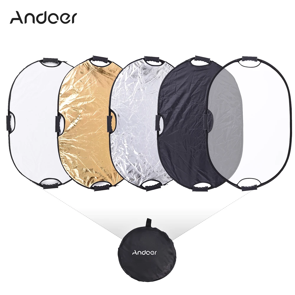 Andoer 90*60 см ручной Овальный складной 5 в 1 мульти-отражатель с