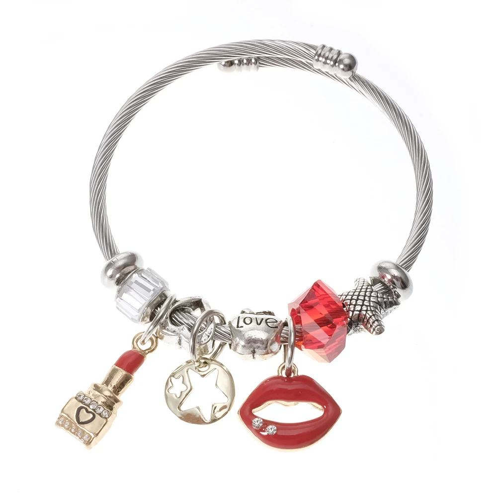 Women Fashion Jewelry Lipstick Vermilion Border Bracelet Beautful Gift Metal SZ0007 |