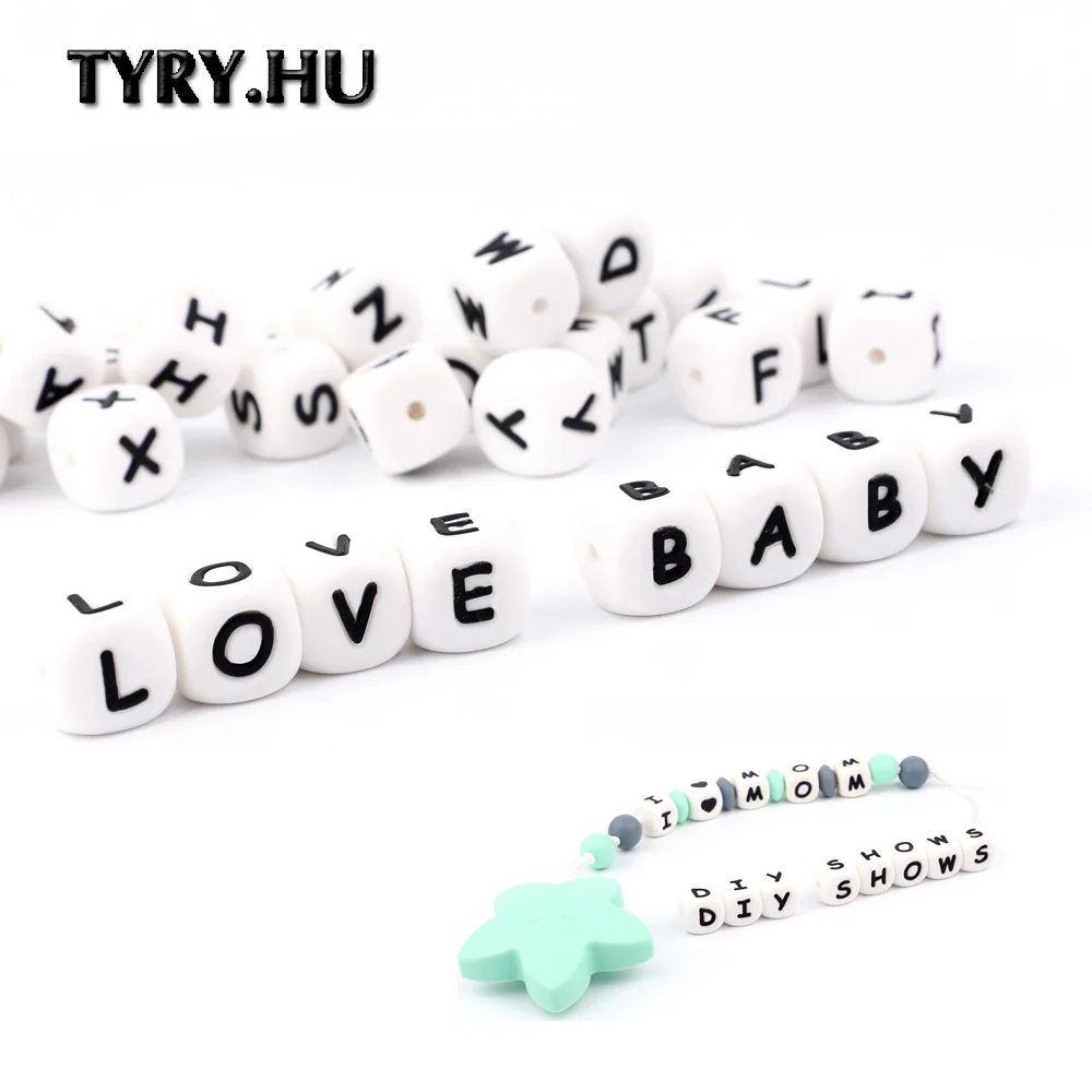 TYRY.HU 500 шт 12 мм Силиконовые Бусины с буквами Детские Прорезыватели именем на соска