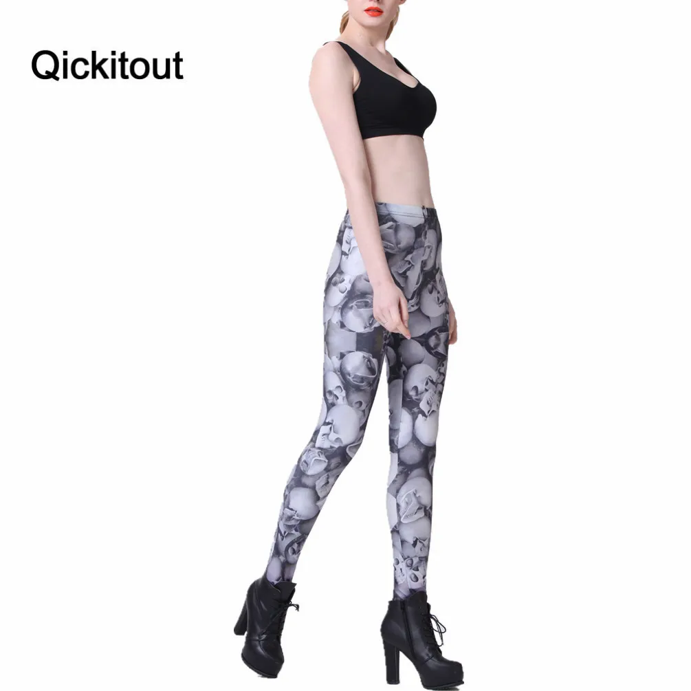 Дропшиппинг женские брюки с 3d Цифровым принтом черепа леггинсы для фитнеса Roupas De