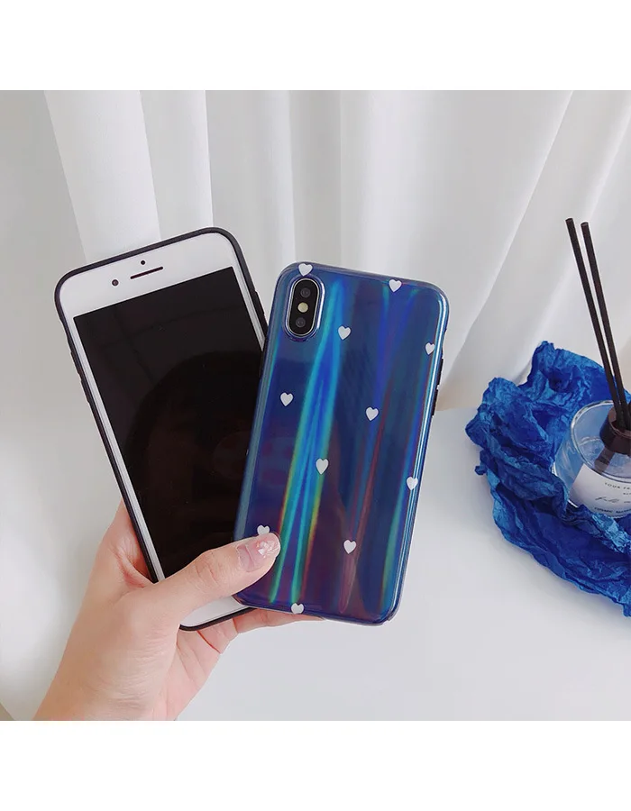 3D Holo Heart Rainbow Case for Iphone X XS MAX XR 10 8 7 Plus 6 6s 6plus 7plus Shell Holographic Hologram Soft Cover |