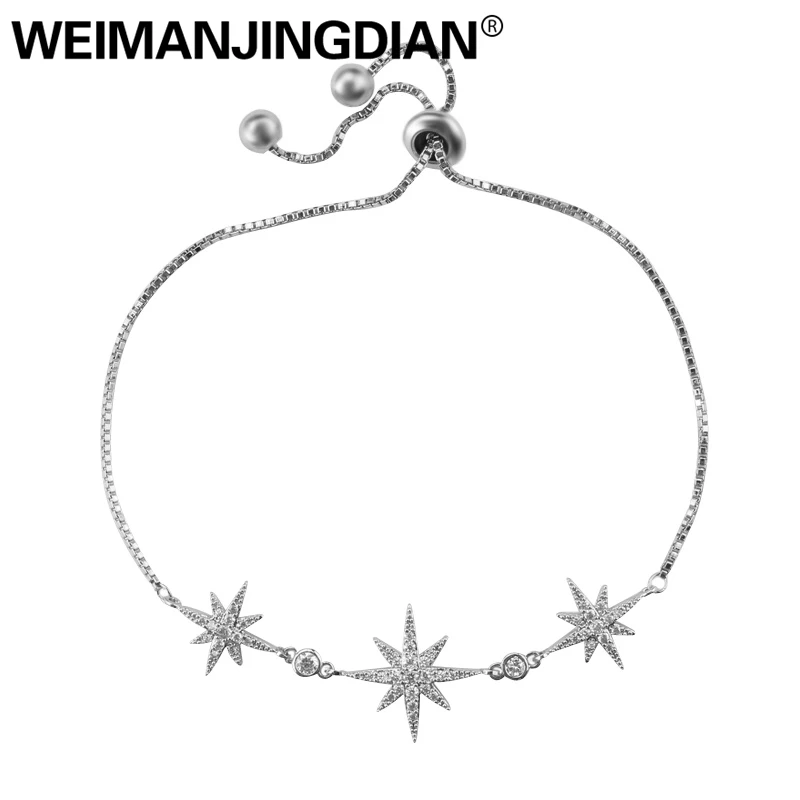 WEIMANJINGDIAN Starburst кубический цирконий CZ Кристалл Регулируемые шармы браслеты для