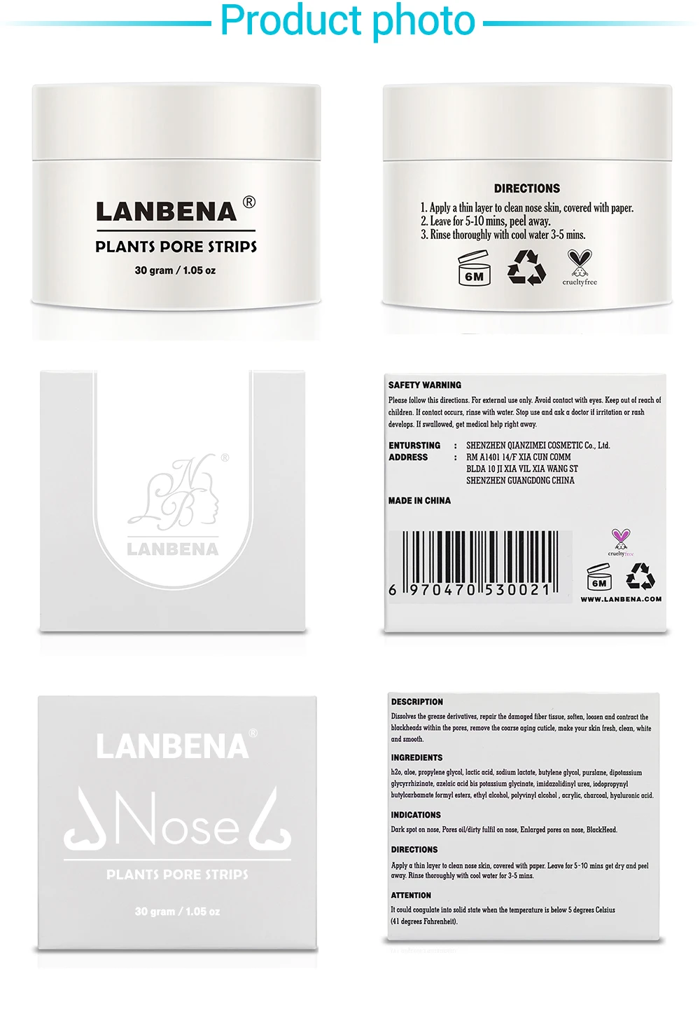 60 шт./лот Lanbena, маска для удаления черных точек, маска для носа, маска для удаления черных пор, пилинг, лечение акне, глубокое очищение кожи, уход