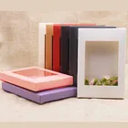 50 шт. цветная бумажная Подарочная коробка для украшения окон своими руками, вечерние подарочные коробки для DIYконфетсвадьбыискусства и поделок, упаковочные коробки с ПВХ-окном