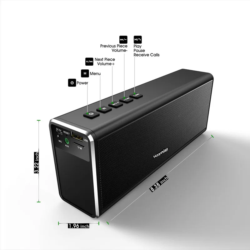 Хейни супер бас 20 Вт Bluetooth Динамик 4000 мА/ч Мощность банк Портативный Беспроводной