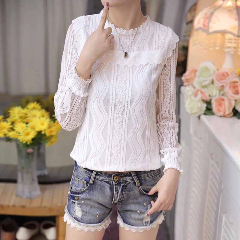 Кружевные топы шифоновая рубашка 2020 женские шифоновые блузки осенние с длинным