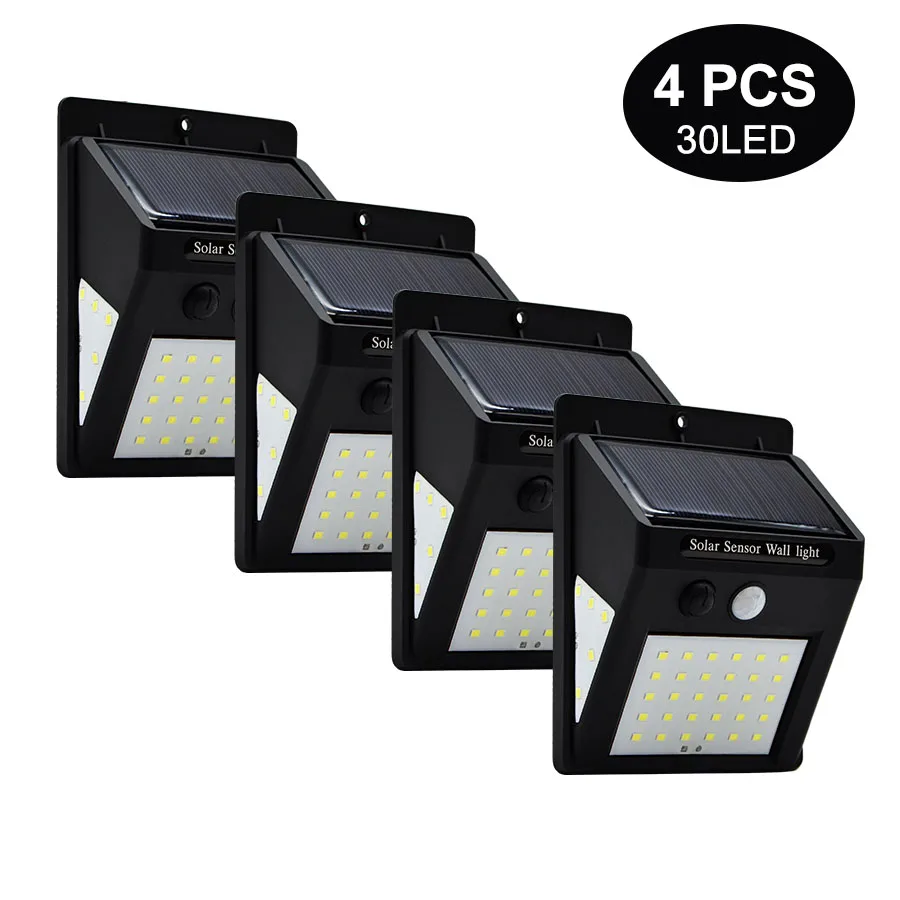 4pcs 30LED Lamps 30/40 светодиодный солнечный свет PIR датчик движения наружный садовый свет украшение лестничный путь двора аварийная безопасность солнечные лампы 3 стороны - Испускаемый цвет: 4pcs 30LED Lamps