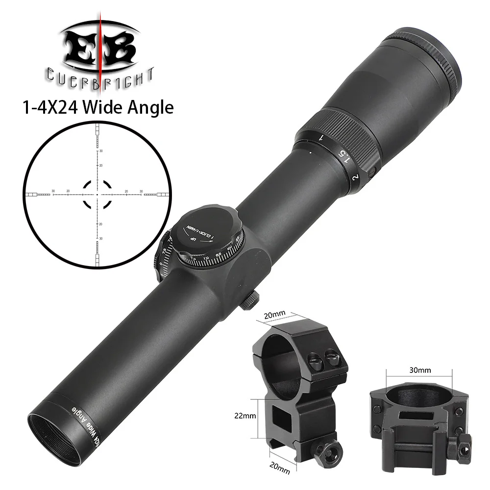 30mm-Picatinny-High EB 1-4X24 Компактный Тактический прицел FFP оптические прицелы первая фокальная плоскость стеклянный охотничий прицел широкий угол для винтовки - Цвет: 30mm-Picatinny-High