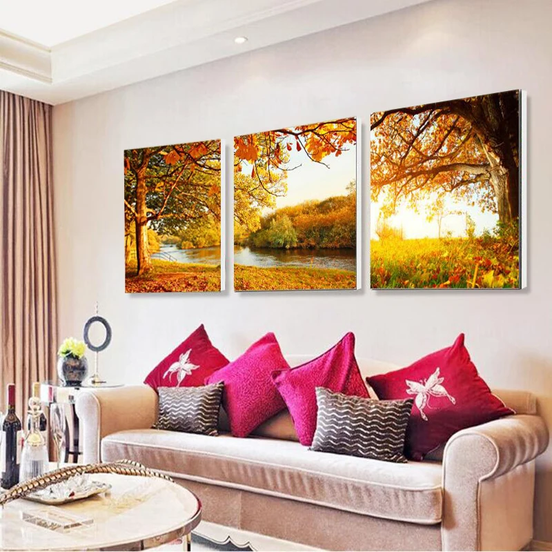 Осень кленовый лист холст для живописи на стены картины Гостиная Unframed 3 шт. цветок