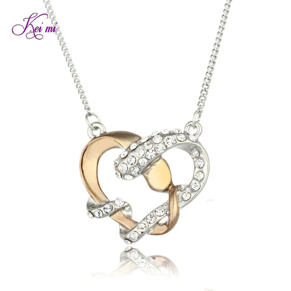 Gold and silver color heart pendants necklace crystal choker for women fine jewelry gifts valentine's day | Украшения и