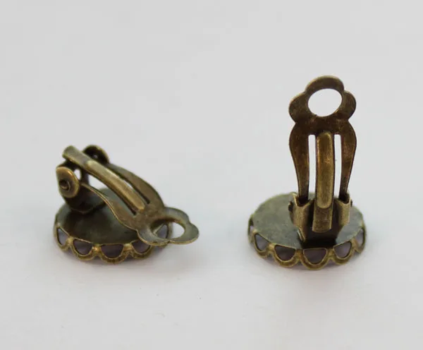 

60pcs Antiqued bronze 12mm Cabochon Settings Clip on Earrings #22959