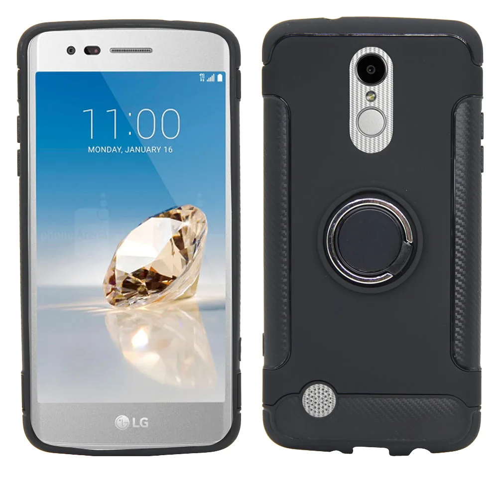 Чехол с магнитной присоской и кольцом-подставкой для LG Aristo 2/Plus/Tribute Dynasty/K8