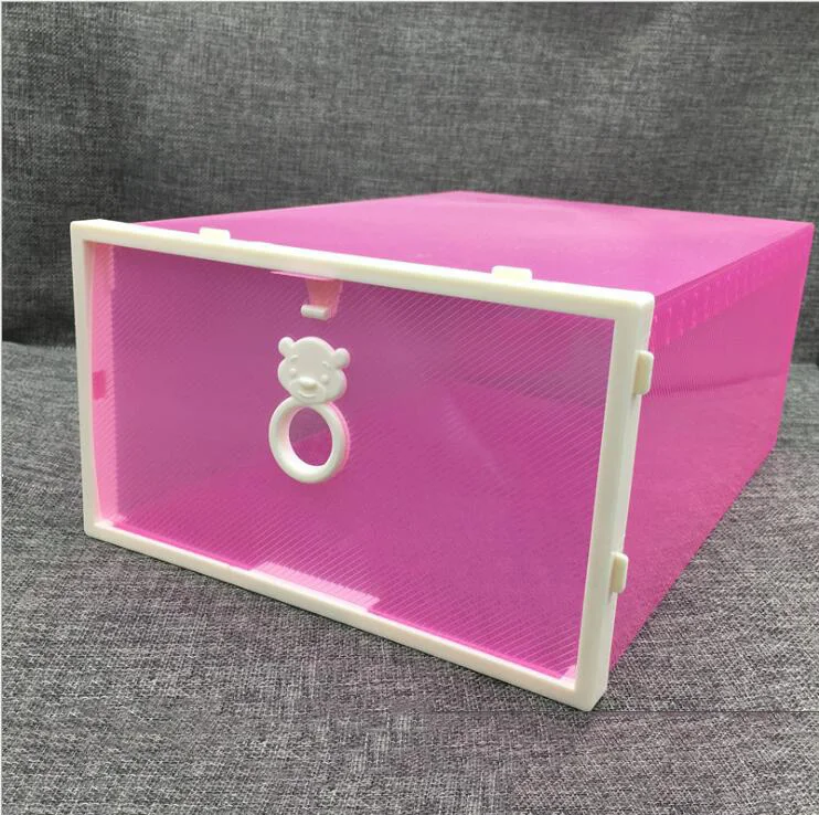 31X22X13cm 4 шт./компл. утолщенной Шлепанцы прозрачный раздвижные двери чехол Пластиковые обувные коробки стекируемые складная коробка для хранения Коробка органайзер для хранения обуви - Цвет: 31X22X13cm
