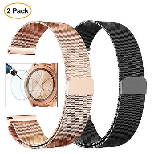 Rose Gold Black 20 мм Миланской петлей и Нержавеющая сталь ремешок для наручных часов samsung Galaxy часы активное 42 мм Шестерни S2 классический Шестерни спортивный ремешок на запястье - Цвет ремешка: Rose Gold Black