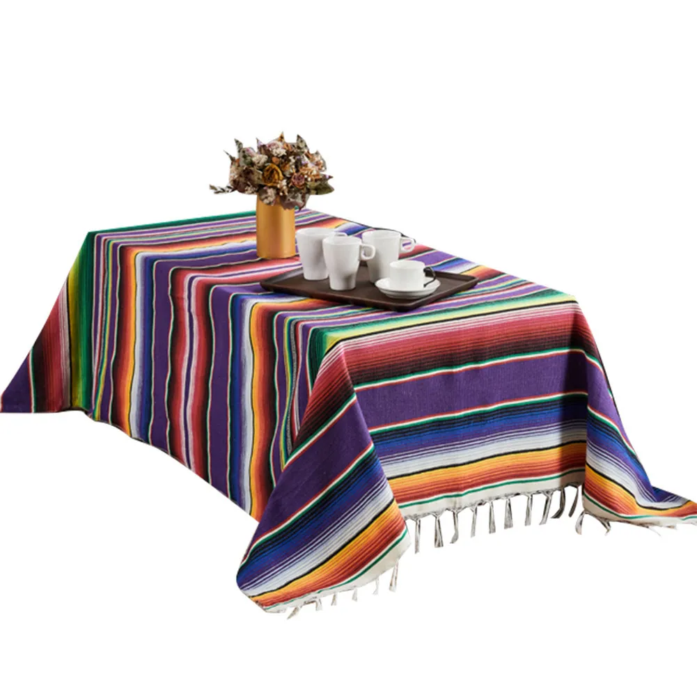 Пляжное одеяло из хлопка ручной работы Радужное мексиканское для кемпинга