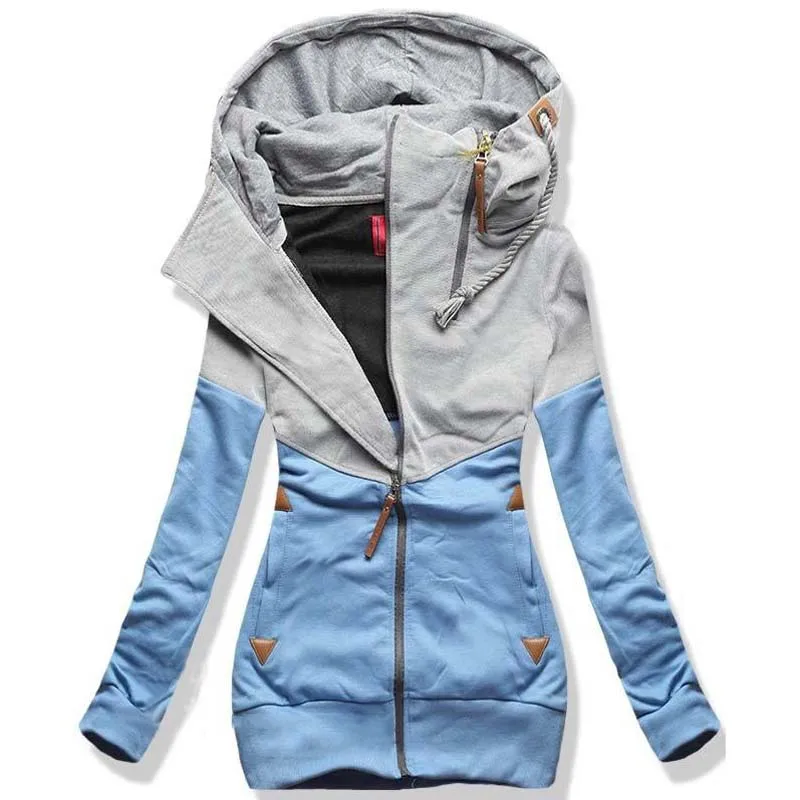 Women Oversize Hoodies Sweatshirts Pullovers Hoodie Female Patchwork Sweatshirt Autumn Warm Hoody Zipper UP Tops S-5XL YF757 | Женская