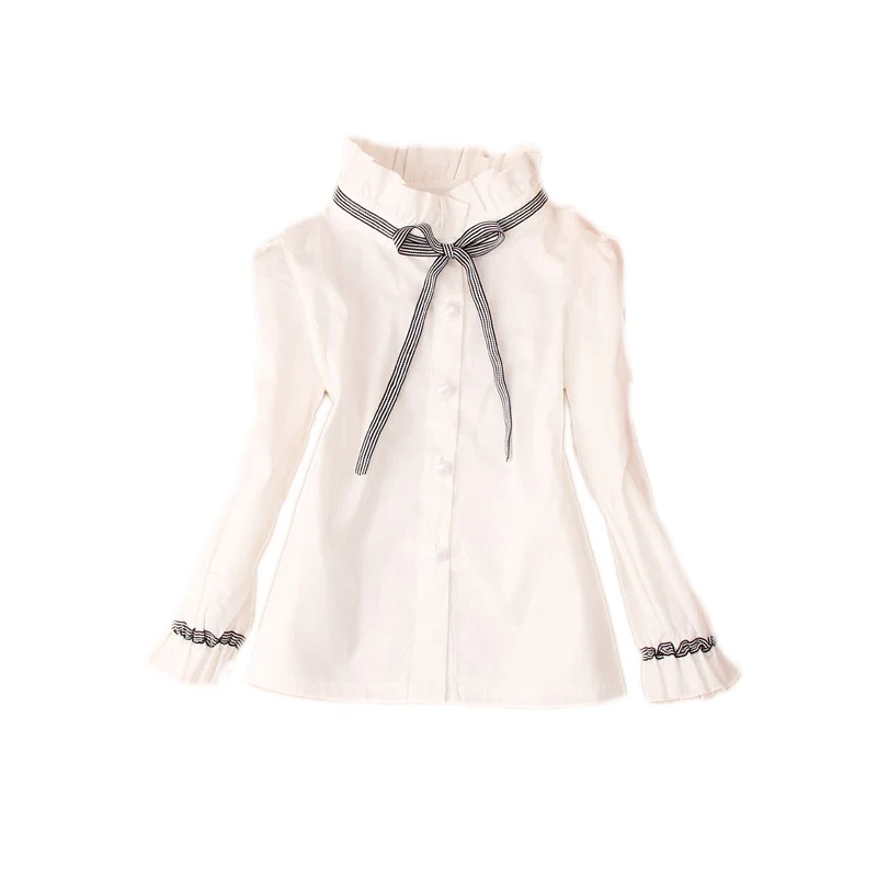 

Bie Tie Patchwork Teenager Girl White Blouse 100% Cotton School Girl Blouse For Girls Shirts Kids Clothes School Uniforms Shirts
