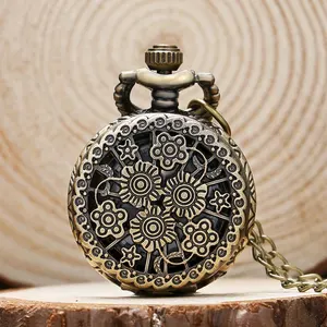 Элегантные маленькие полые кварцевые карманные часы с подвеской и цепочкой для свитера, подарок для мужчин, женщин, мужчин